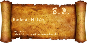 Bedecs Milán névjegykártya
